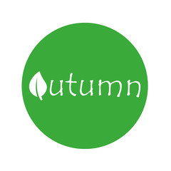 Logotipo Autumn con hoja blanco en circulo verde