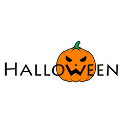 Logotipo Halloween con calabaza en W color en fondo blanco
