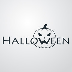 Logotipo Halloween con calabaza en W en fondo degradado