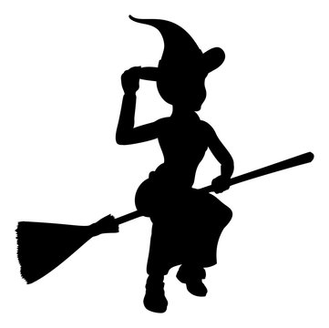 recommend clip art: Halloween Witch Flying On Broomstick Silhouette