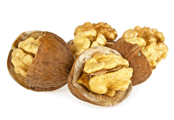 Walnuts isolated on a white background
