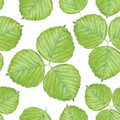 Seamless pattern with watercolor leaves