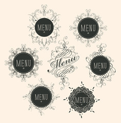 Set of vector labels for restaurant menu design or cafe