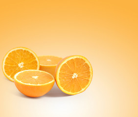  fruit Orange with leaves isolated