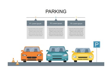 Parking lot design. Park icon. infographic