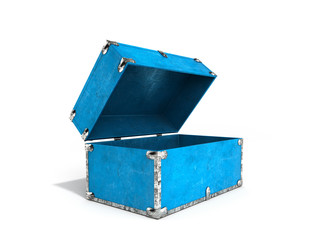 Vintage blue hand safe box 3d render on white