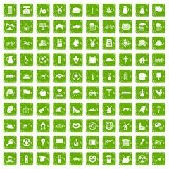 100 mill icons set grunge green