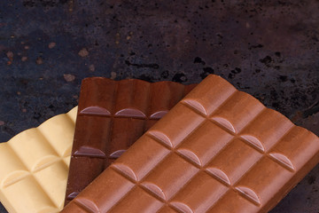 stack of different kind porous chocolate pieces