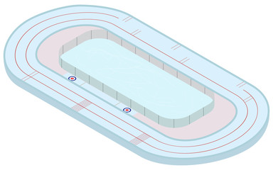 Winter sport. Isometric multifunctional stadium for skating, speed skating, curling - 172805723