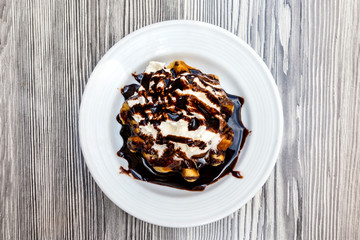 delicious Waffle with fresh cream