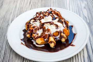 delicious Waffle with fresh cream