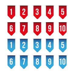 Number set ribbon red and blue