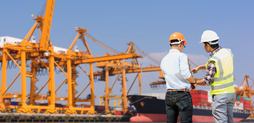 Crane inspection engineers at the port.