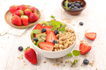 bowl of cereal and fruits