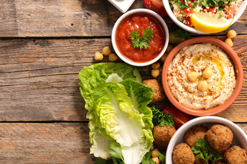 selection of libanese food mezze