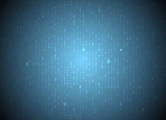 Vector binary code blue background. Big data and programming hacking, deep decryption and encryption, computer streaming numbers 1,0. Coding or Hacker concept