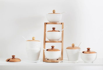 containers for spices on the shelf
