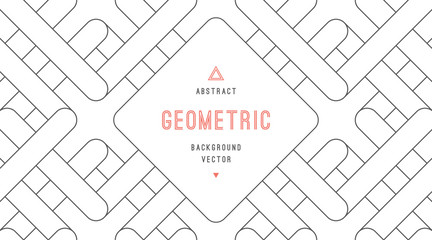 Vector abstract background of geometric shapes. Rounded squares, lines and rectangles.