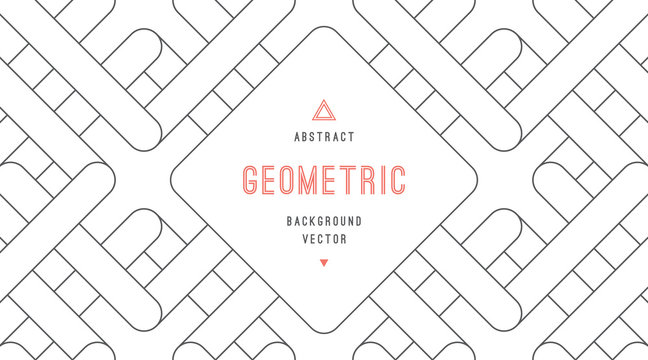 Vector abstract background of geometric shapes. Rounded squares, lines and rectangles.