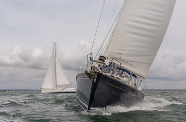 Two Sailing Boat Yachts at sea