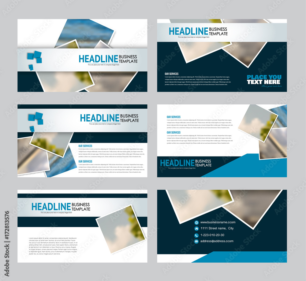 Sticker presentation slides template. business or education report pages. vector illustration. flyer or broc