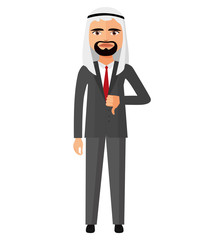 arab emirates angry  business man character vector flat cartoon illustration