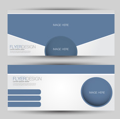 Flyer banner or web header template set. Vector illustration promotion design background. Blue color.
