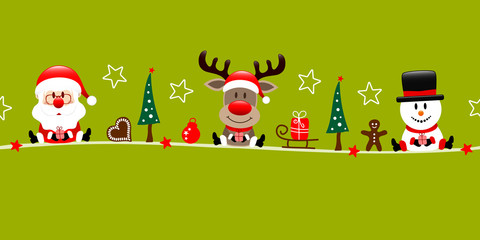 Santa, Rudolph & Snowman Symbols Light Green