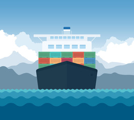 Cargo Shipping Transporting Flat Vector Illustration 