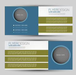 Flyer banner or web header template set. Vector illustration promotion design background. Green and blue color.