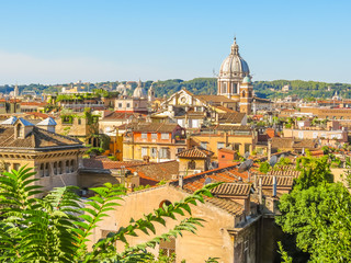 Fototapeta na wymiar View of roofs and cityscape of Rome