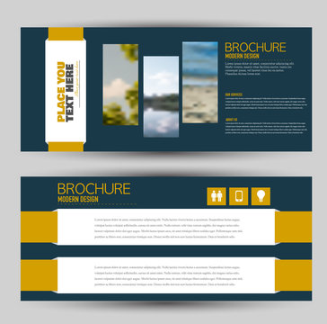 Flyer banner or web header template set. Vector illustration promotion design background. Blue and orange color.