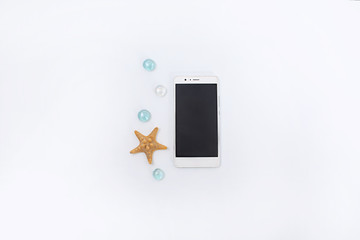 white telephone with starfish