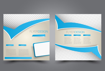 Square flyer template. Brochure design. Annual report poster. Leaflet cover. For business and education. Vector illustration. Blue color.