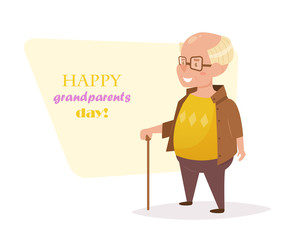 Fototapeta premium Grandfather with a cane. Vector.