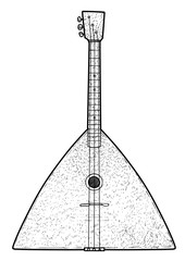 Balalaika illustration, drawing, engraving, ink, line art, vector