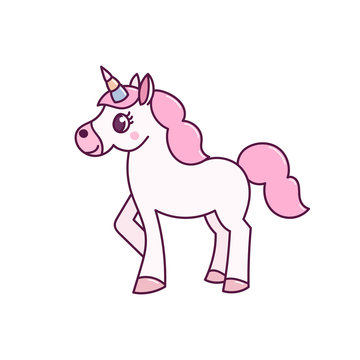 Unicorn on a white background. It can be used for sticker, badge, card, patch, phone case, poster, t-shirt, mug etc.