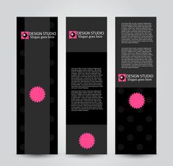 Banner template. Abstract background for design,  business, education, advertisement. Pink and black color. Vector  illustration.