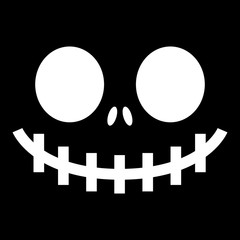 Scary Halloween ghost or pumpkin face vector design, monster mouth icon with spooky eyes, nose and big teeth
