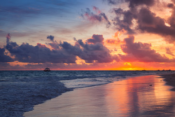 Colorful dramatic sunrise over Atlantic Ocean