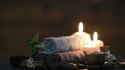 Beauty spa treatment with candles