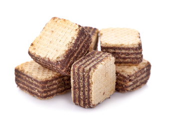 wafer chocolate dessert on white background
