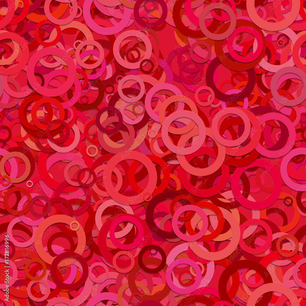 Poster abstract seamless random circle pattern background - vector design from red rings with shadow effect