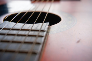 Fototapeta premium Close up image of an acoustic guitar