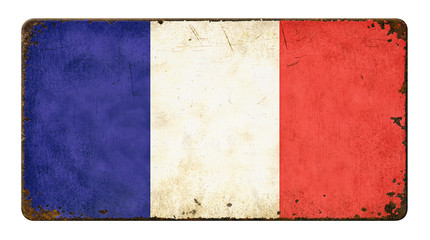 Altes verrostetes Blechschild - Flagge Frankreich