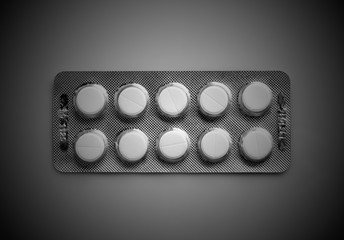 Medicine tablet pills black and white