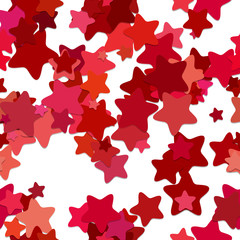 Seamless geometrical star background pattern - vector design from red rounded pentagram stars with shadow effect
