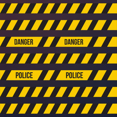 Vector yellow plastic caution tape or warning tape set.