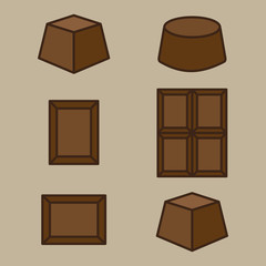 Set of chocolate icons. Sweet food.