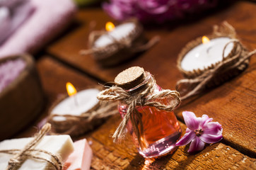 Spa background in range of pink and brown.